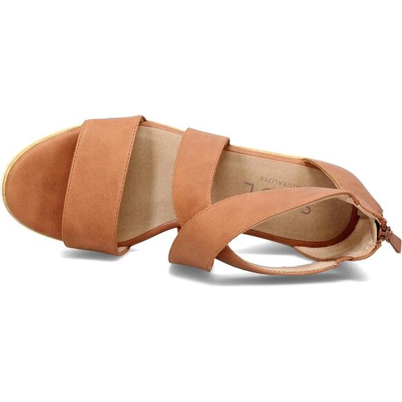 Soul Naturalizer Women's Goodtimes Ankle Strap Wedge Sandals, Toffee Size 10M - Picture 6 of 7